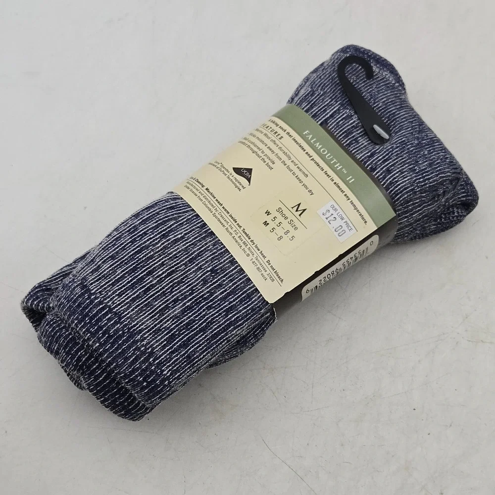 Columbia Falmouth II Merino Wool Hiking Socks 2 Pair Blue Mens 5-8 Women 5.5-8.5